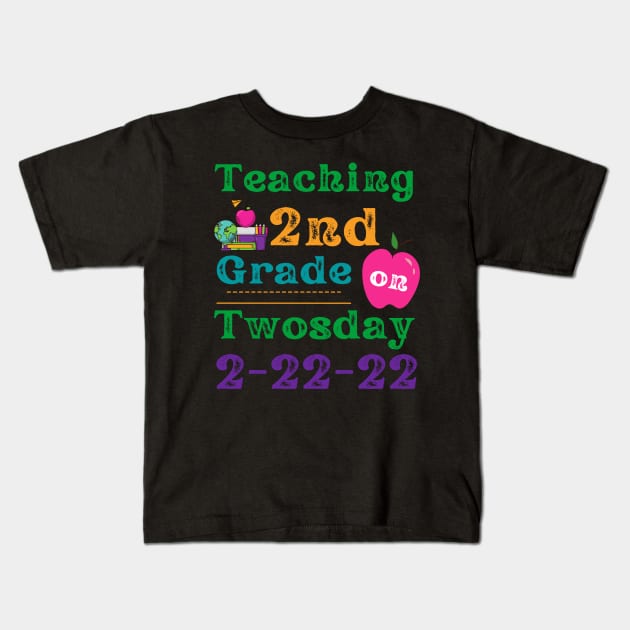 Teaching 2nd Grade on Twosday Kids T-Shirt by MalibuSun